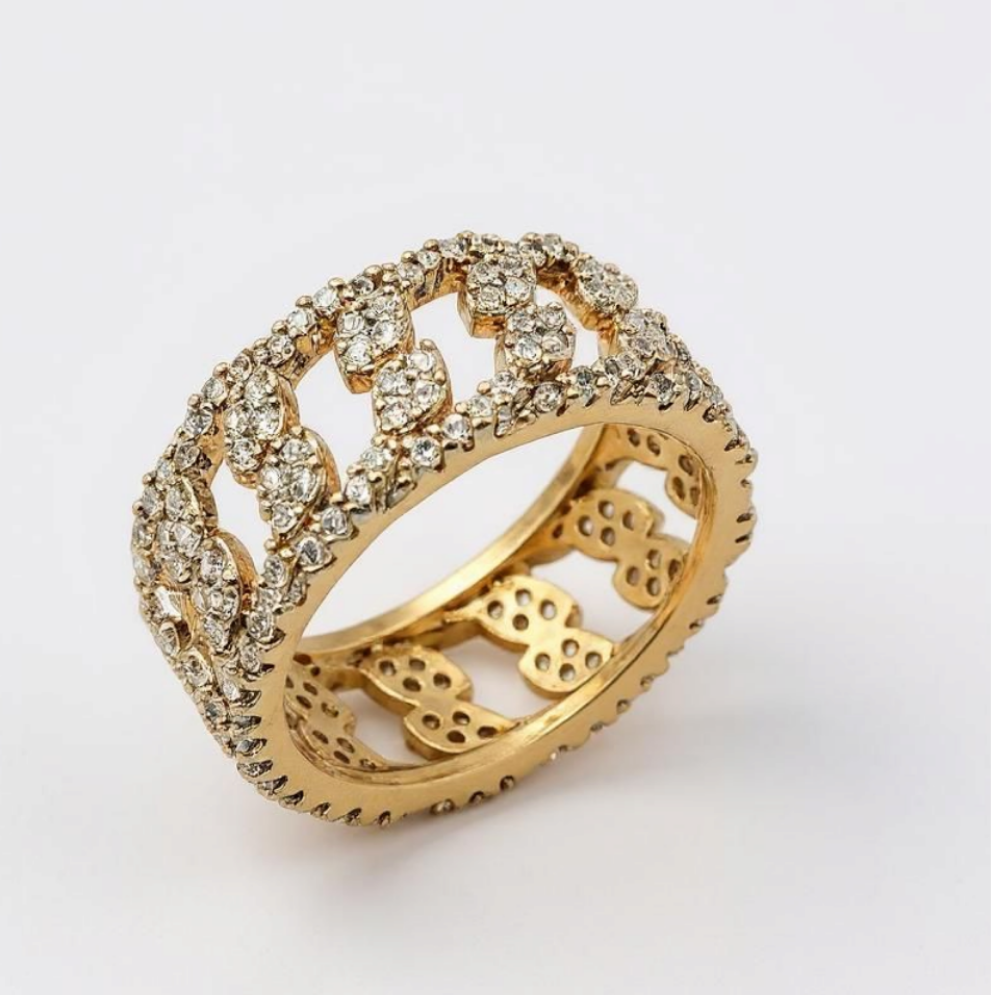 Halo Leaves Zircon Ring