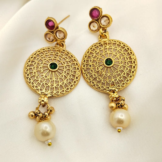 Rajwari Round Earrings (Green)