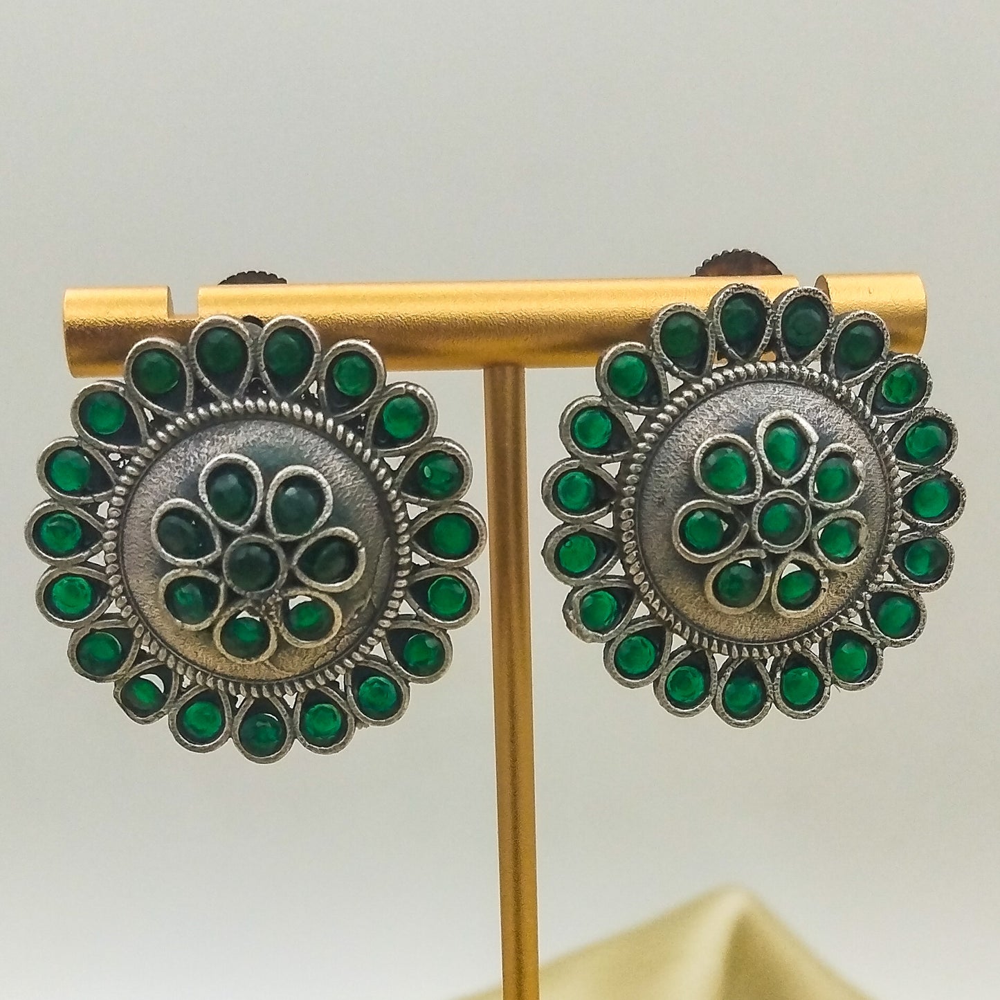 Raaz Oxidized Earrings (Green)