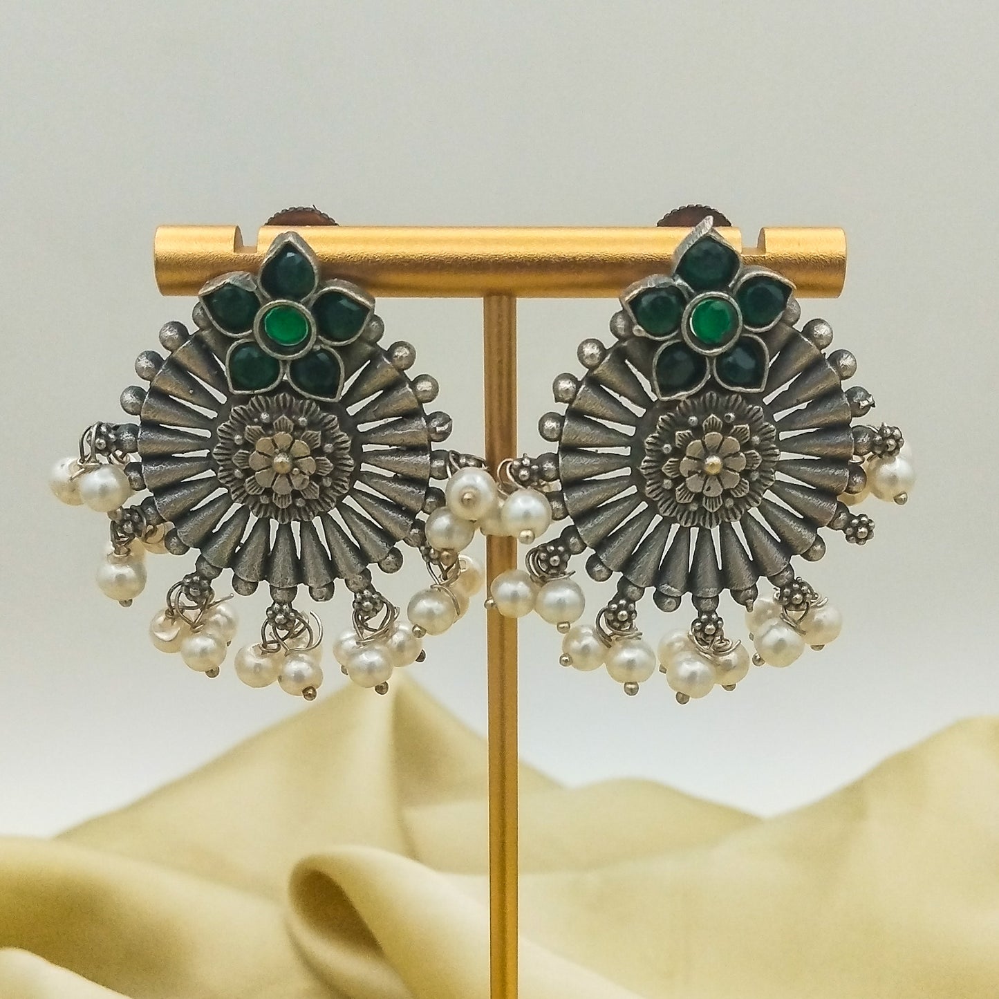 Saaz Oxidized Earrings (Green)