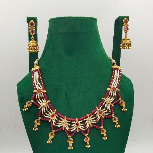 Afsanay Red Necklace Set