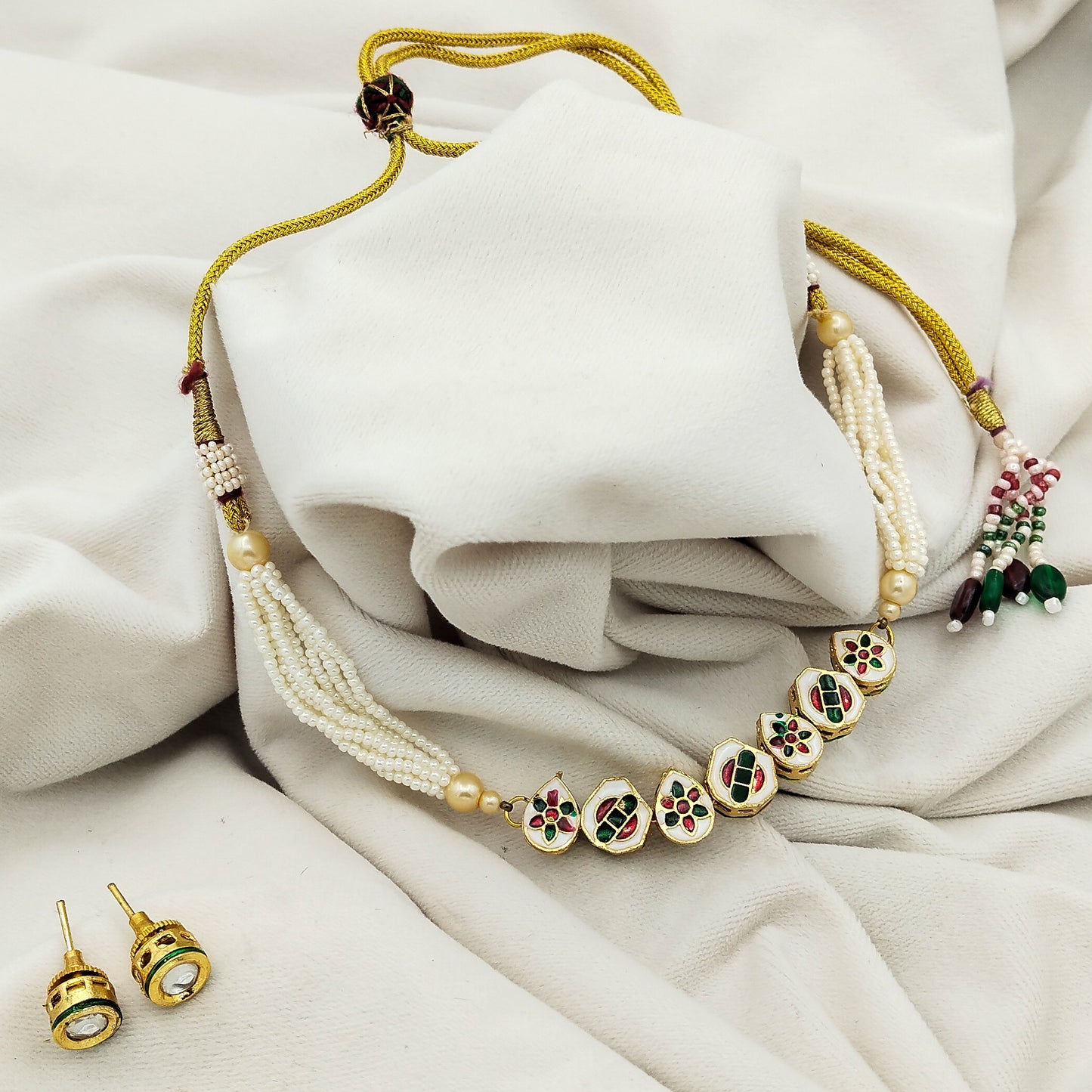 Gulbahar Kundan Necklace Set (Double Sided)