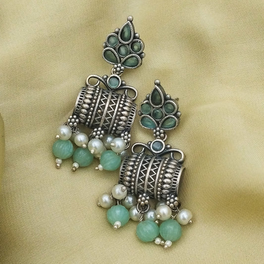 Afsaar Oxidized Earrings (Green)