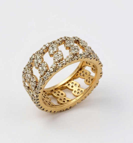 Halo Leaves Zircon Ring