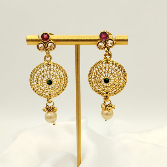 Rajwari Round Earrings (Green)