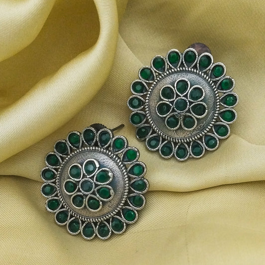 Raaz Oxidized Earrings (Green)