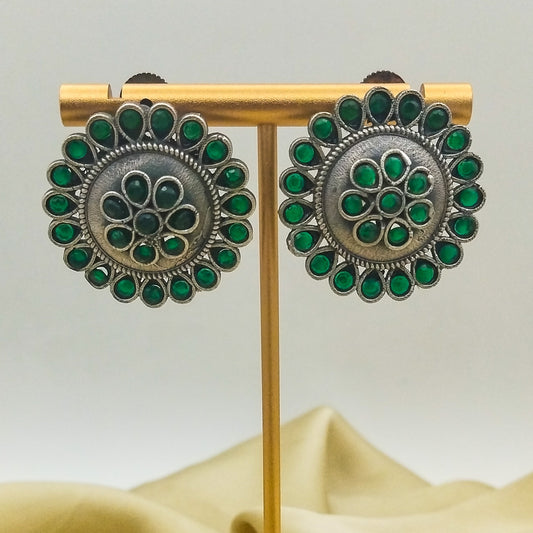 Raaz Oxidized Earrings (Green)