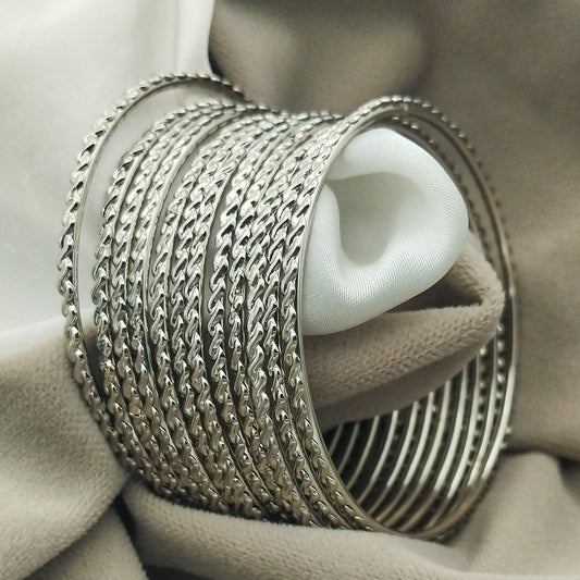 Aena Silver Bangles (Set of 12)