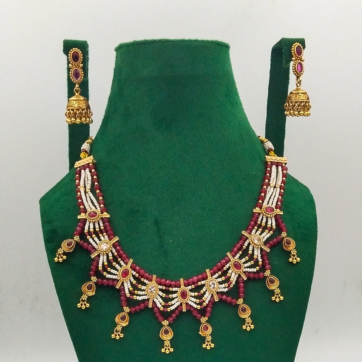 Afsanay Red Necklace Set