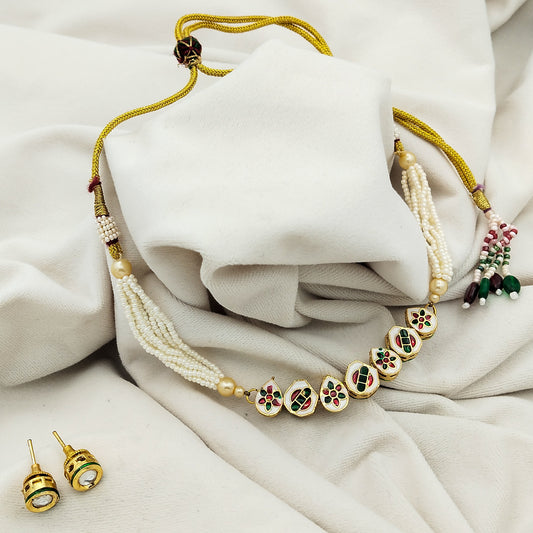 Gulbahar Kundan Necklace Set (Double Sided)