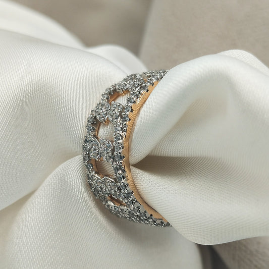 Halo Leaves Zircon Ring