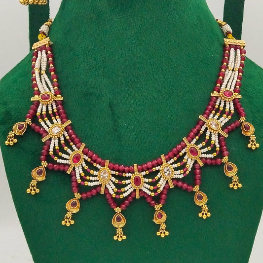 Afsanay Red Necklace Set
