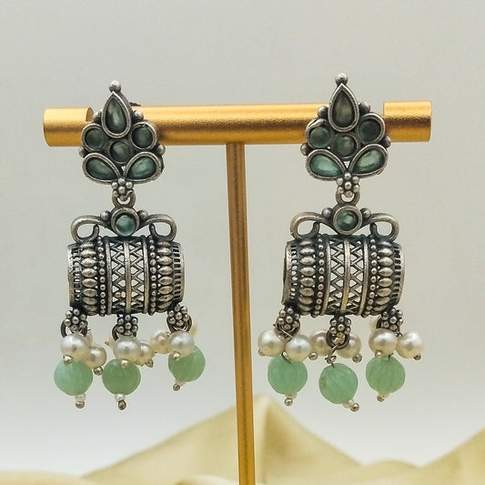 Afsaar Oxidized Earrings (Green)