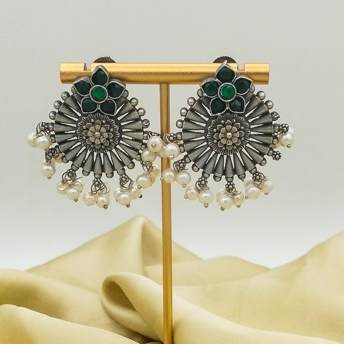 Saaz Oxidized Earrings (Green)