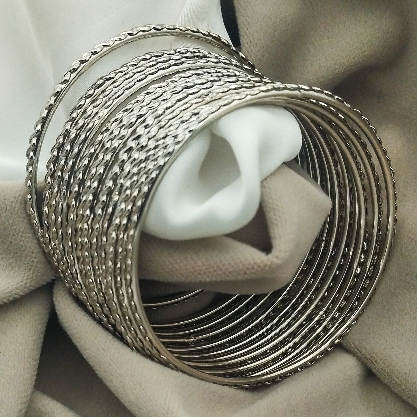 Aena Silver Bangles (Set of 12)