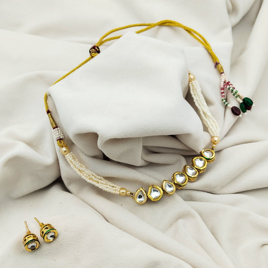 Gulbahar Kundan Necklace Set (Double Sided)