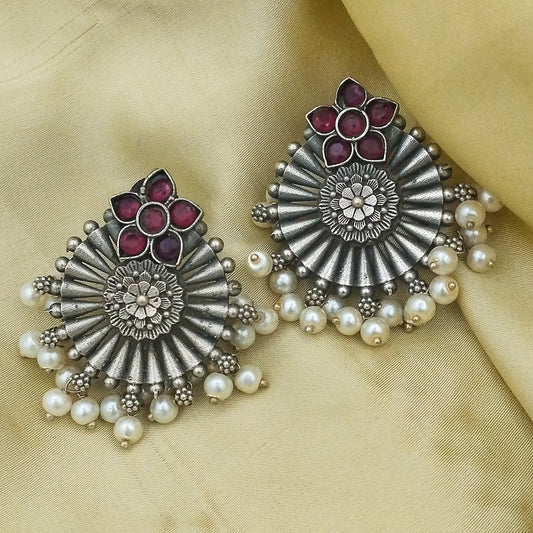 Saaz Oxidized Earrings (Red)